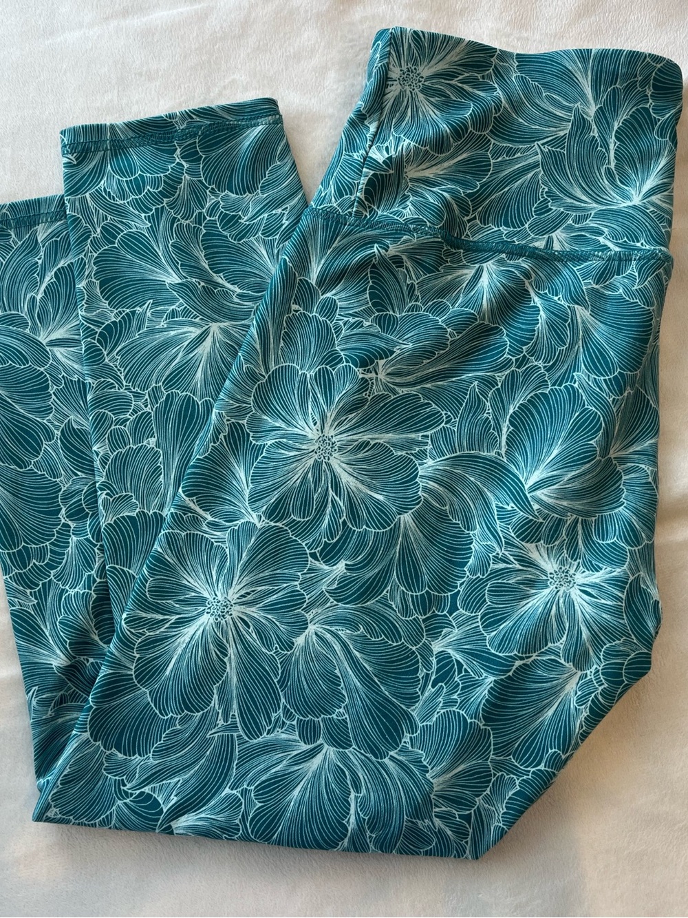 Balance Collection Teal Floral Print High Rise Leggings | Large